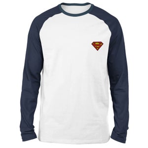 T-shirt à manches longues Raglan DC Superman - Blanc/Bleu Marine - Unisexe
