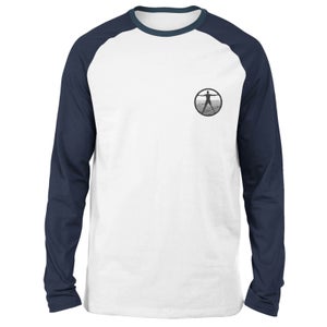T-shirt à manches longues Raglan Westworld Logo - Brodé - Blanc/Bleu Marine - Unisexe