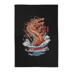 Ilustrata Dragon Ramen Cotton Tea Towel - Black