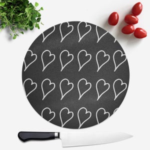 Scribbled Hearts Round Chopping Board