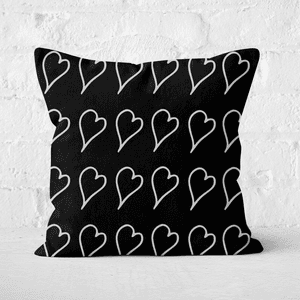 Scribbled Hearts Square Cushion