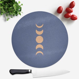 Pressed Flowers Abstract Moon Phase Round Chopping Board