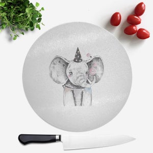 Pressed Flowers Party Elephant Round Chopping Board
