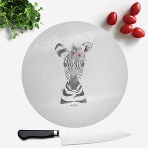 Pressed Flowers Floral Zebra Round Chopping Board
