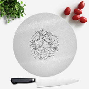 Pressed Flowers Turtle Scribbles Round Chopping Board