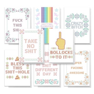 Offensive Cross Stitch Pack Of Greetings Cards