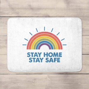 Stay Home Stay Safe Radiant Rainbow Bath Mat