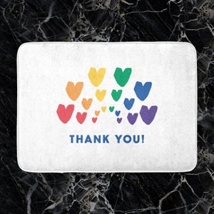 Thank You Rainbow Hearts Bath Mat