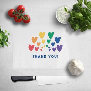 Thank You Rainbow Hearts Chopping Board