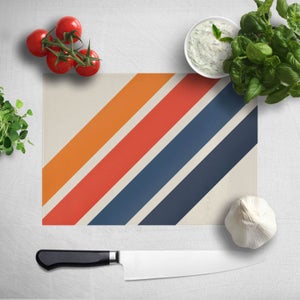 Blue Orange Retro Stripes Chopping Board