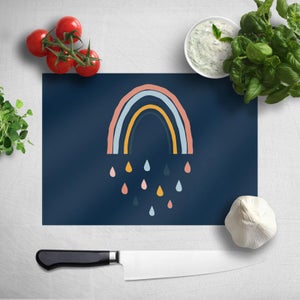 Rainbow And Rain Fall Chopping Board