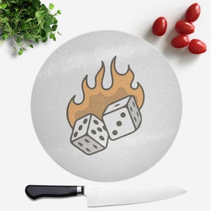 Flaming Dice Round Chopping Board