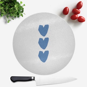 Three Blue Hearts Round Chopping Board