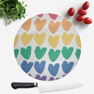 Rainbow Hearts Round Chopping Board