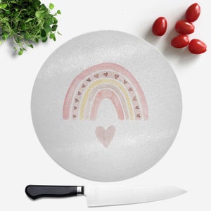 Watercolour Rainbow And Heart Round Chopping Board