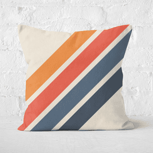 Blue Orange Retro Stripes Square Cushion