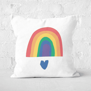 Rainbow And Heart Square Cushion