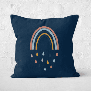 Rainbow And Rain Fall Square Cushion