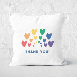 Thank You Rainbow Hearts Square Cushion