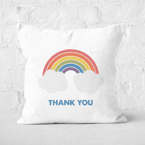 Rainbow With Clouds Thank You Square Cushion