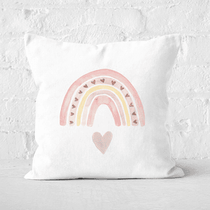 Watercolour Rainbow And Heart Square Cushion