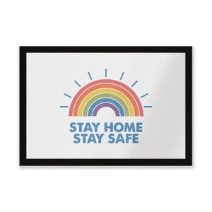 Stay Home Stay Safe Radiant Rainbow Entrance Mat