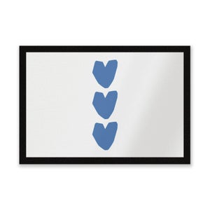 Three Blue Hearts Entrance Mat