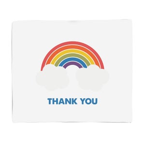 Rainbow With Clouds Thank You Fleece Blanket