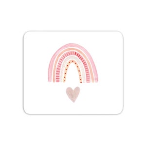 Pink Heart And Rainbow Mouse Mat