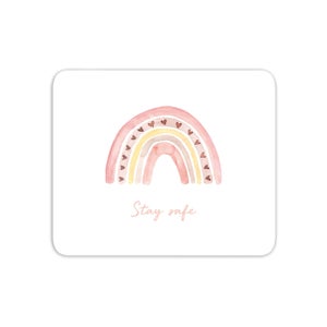 Stay Safe Pink Heart Mouse Mat
