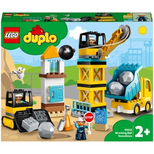 LEGO 10932 DUPLO Town Derribo con Bola de Demolición, Vehículos de Construcción, Camión, Grúa y Excavadora para Niños +2 Años