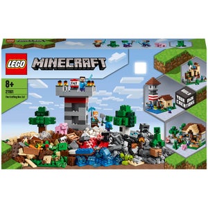 LEGO Minecraft Crafting Box 3.0, Kit 2 in 1 Castello Fortezza Fattoria con Figure di Steve, Alex e Creeper, 21161