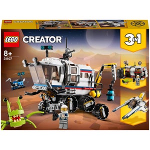 LEGO 31107 Creator 3en1 Róver Explorador Espacial, Base Espacial o Astronave, Juguete de Construcción para Niños +8 años