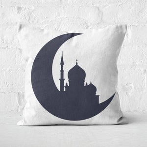 Eid Mubarak Dark Tone Pattern And Moon Square Cushion