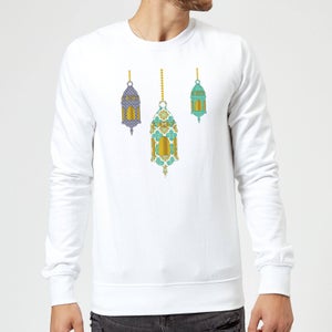Eid Mubarak Lamps Sweatshirt - White