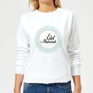 Eid Mubarak Light Tone Mandala Women's Sweatshirt - White