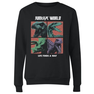 Jurassic Park World Four Colour Faces Women's Sweatshirt - Black