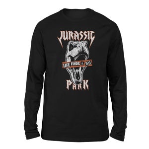 Jurassic Park Rex Punk Unisex Langarm T-Shirt - Schwarz