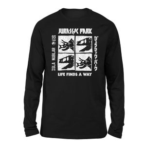 T-Shirt Jurassic Park The Faces a Maniche Lunghe - Nero - Unisex