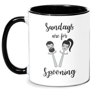 Sundays Are For Spooning Mug - White/Black