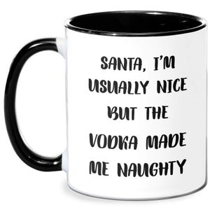 Santa I'm Usually Nice But The Vodka Made Me Naughty Mug - White/Black