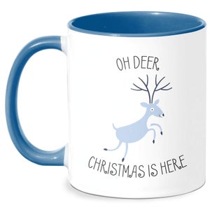 Oh Deer Christmas Is Here Mug - White/Blue