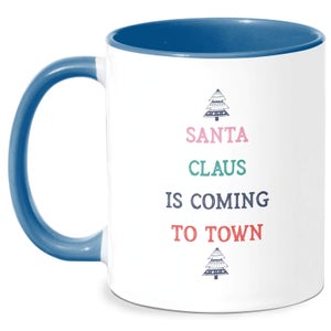 Santa Claus Is Coming To Town Mug - White/Blue