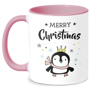 Merry Christmas Penguin Mug - White/Pink