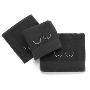 Boobs Cotton Embroidered Towel Bale - Grey