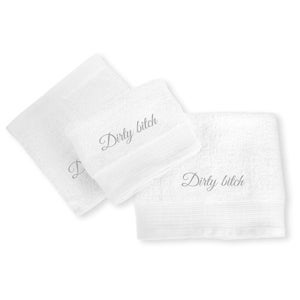 Dirty Bitch Cotton Embroidered Towel Bale - White