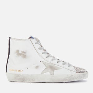 Golden Goose Deluxe Brand Women's Francy Leather Hi-Top Trainers - White/Brown Leopard/Ice Black