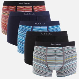 PS Paul Smith Men's 5-Pack Mixed Stripe And Plain Boxer Breifs - Navy