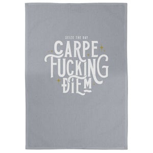 Carpe Fucking Diem Cotton Grey Tea Towel