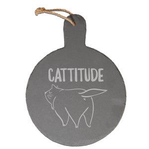 Cattitude Engraved Slate Cheese Board